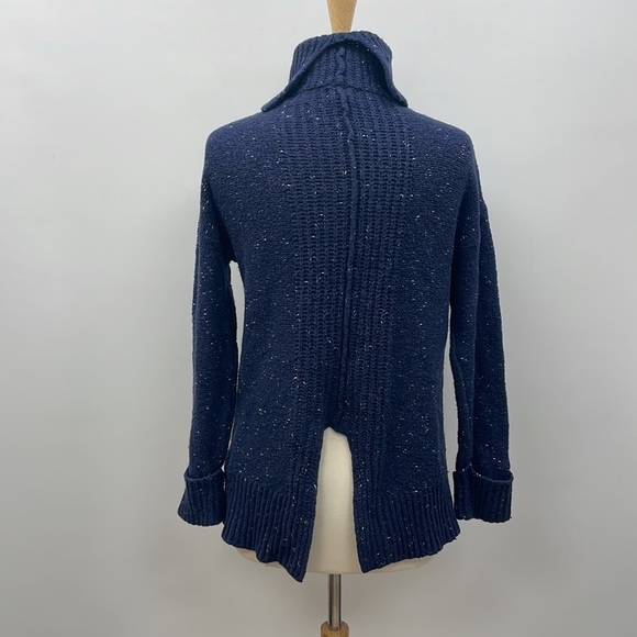 Caslon Marled Chunky Knit Turtleneck Long Sleeve Sweater Merino Wool Blue XS - Picture 4 of 9